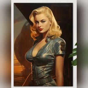 Vintage Blonde Model Canvas Art Print